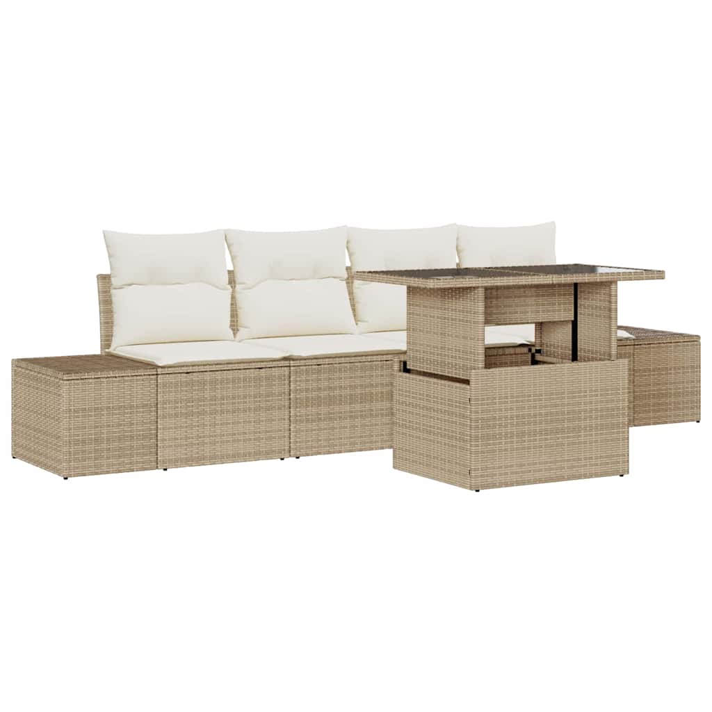 Havesofa Sæt 5 stk. Beige og creme