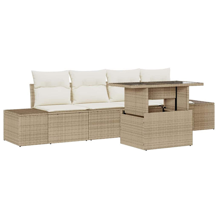 Havesofa Sæt 5 stk. Beige og creme