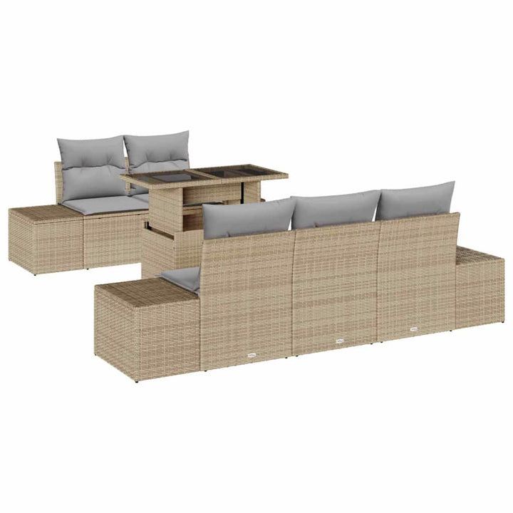 Havesofa Sæt med pude med opbevaring 6 pcs Beige og lys grå