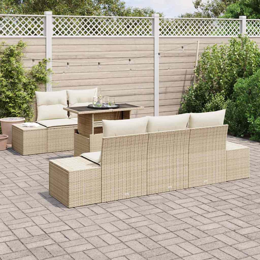 Havesofa Sæt 6 stk. Beige og creme