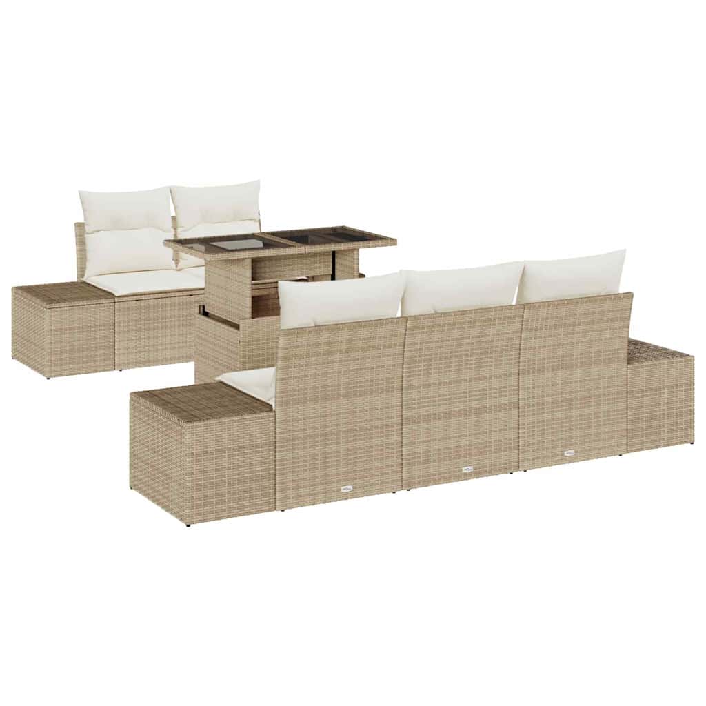 Havesofa Sæt 6 stk. Beige og creme