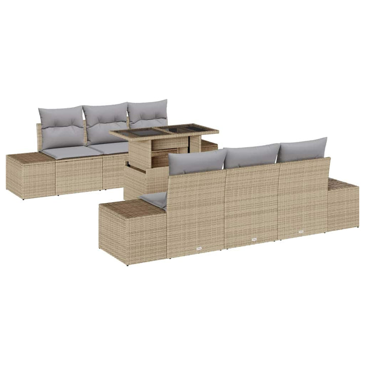 Havesofa Sæt med pude 7 pcs Beige og lys grå