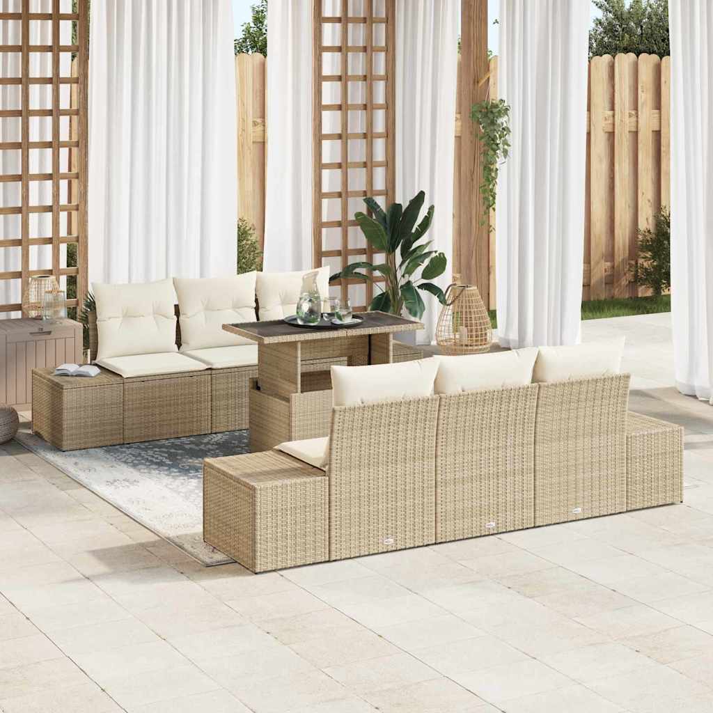Havesofa Sæt 7 stk. Beige og creme