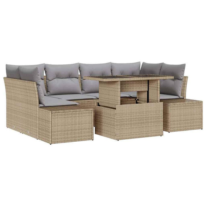 Havesofa Sæt med pude 7 pcs Beige og lys grå
