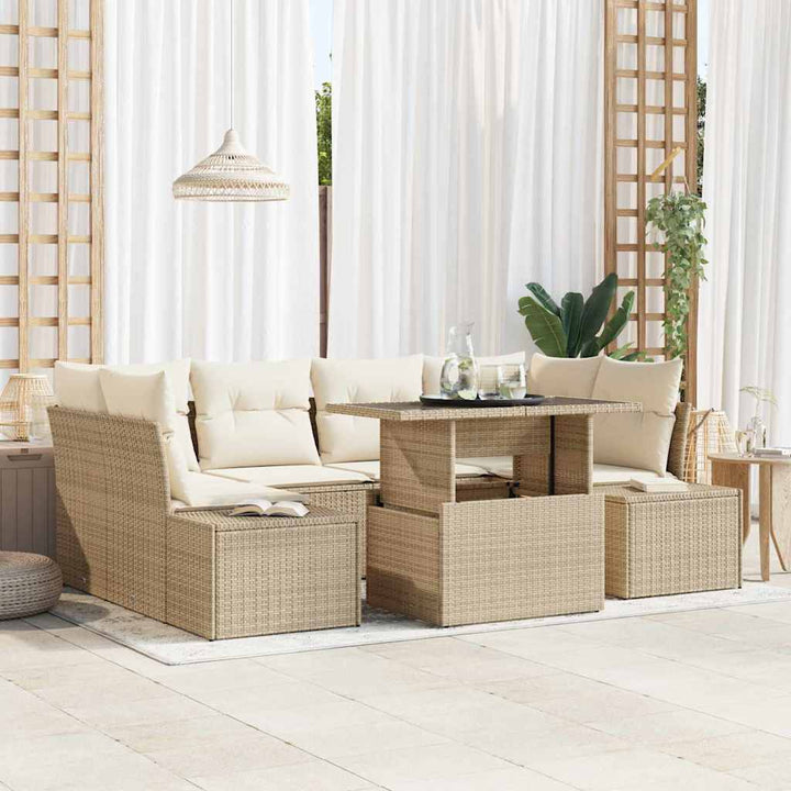Havesofa Sæt 7 stk. Beige og creme