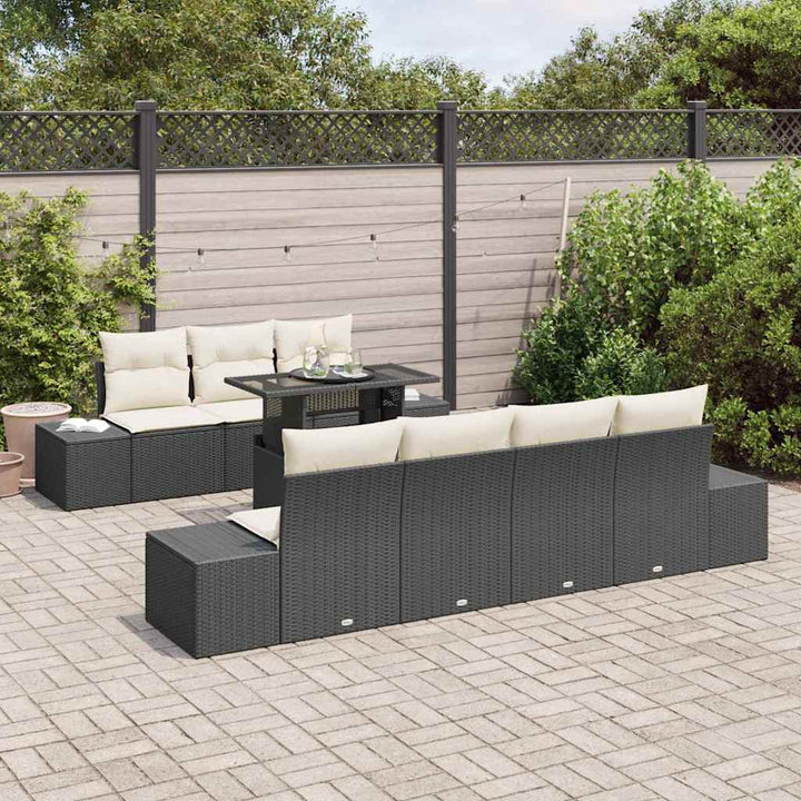Havesofa Sæt med pude 8 pcs Sort og Cream