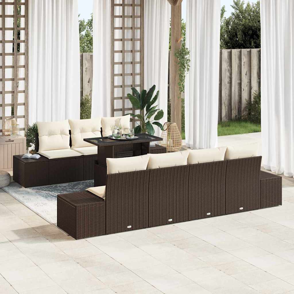 Havesofa Sæt med pude 8 pcs Brun og Creme