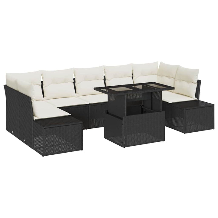 Havesofa Sæt med pude 8 pcs Sort og Cream