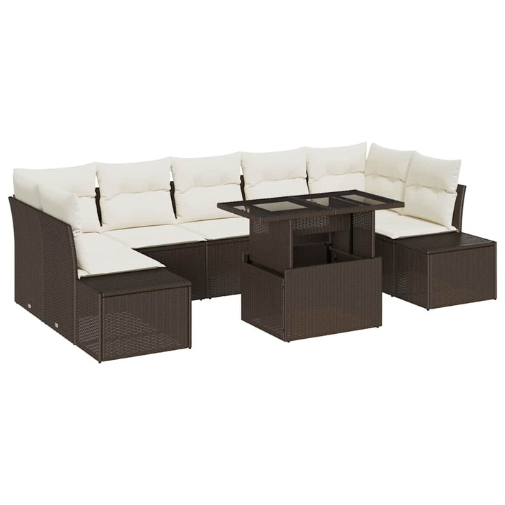 Havesofa Sæt med pude 8 pcs Brun og Creme