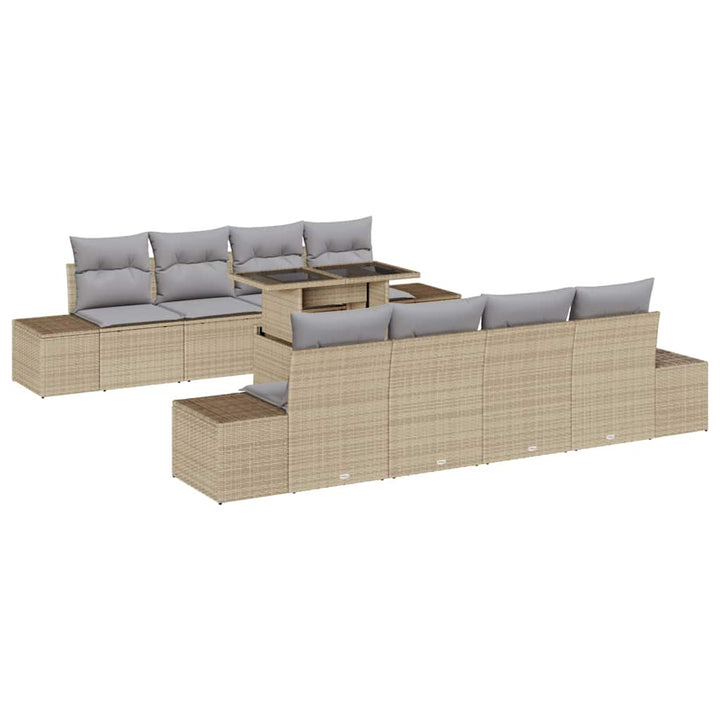Havesofa Sæt med pude med opbevaring 9 pcs Beige og lys grå