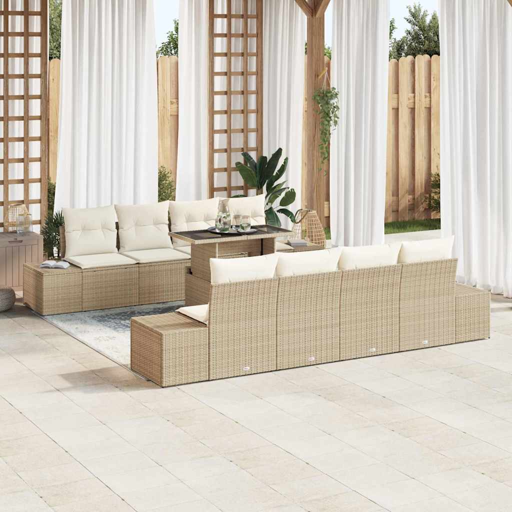 Havesofa Sæt 9 stk. Beige og creme