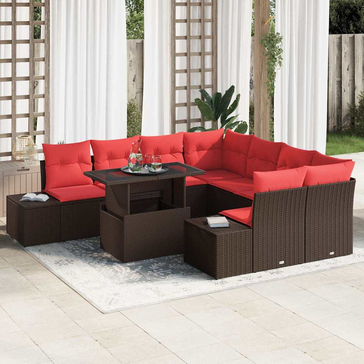 Havesofa Sæt 9 stk. Brun polyrattan