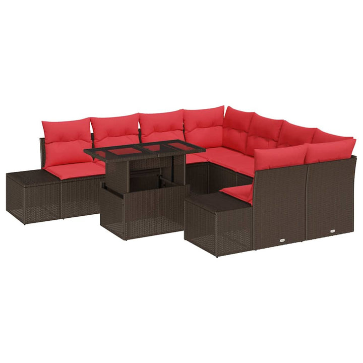 Havesofa Sæt 9 stk. Brun polyrattan