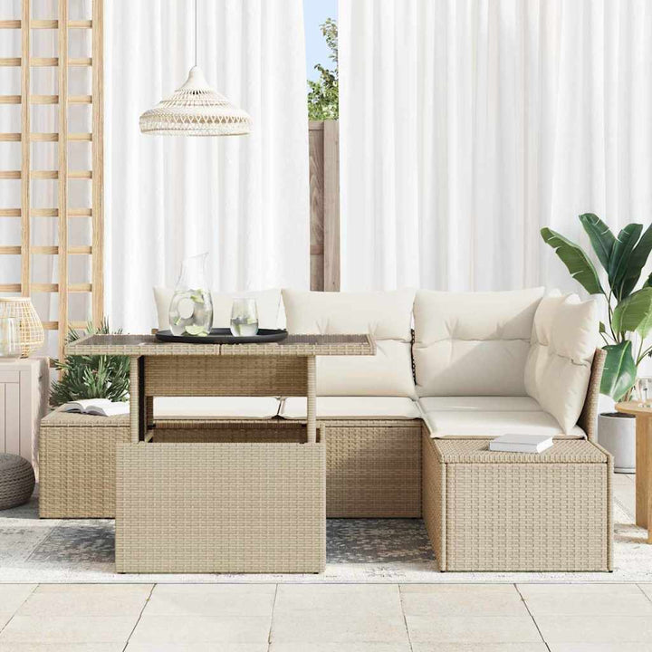 Havesofa Sæt 5 stk. Beige polyrattan