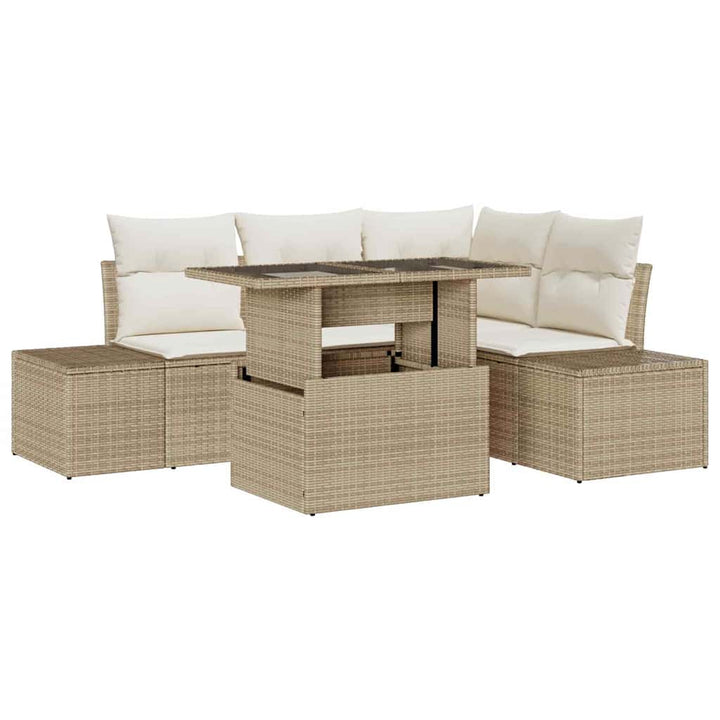 Havesofa Sæt 5 stk. Beige polyrattan