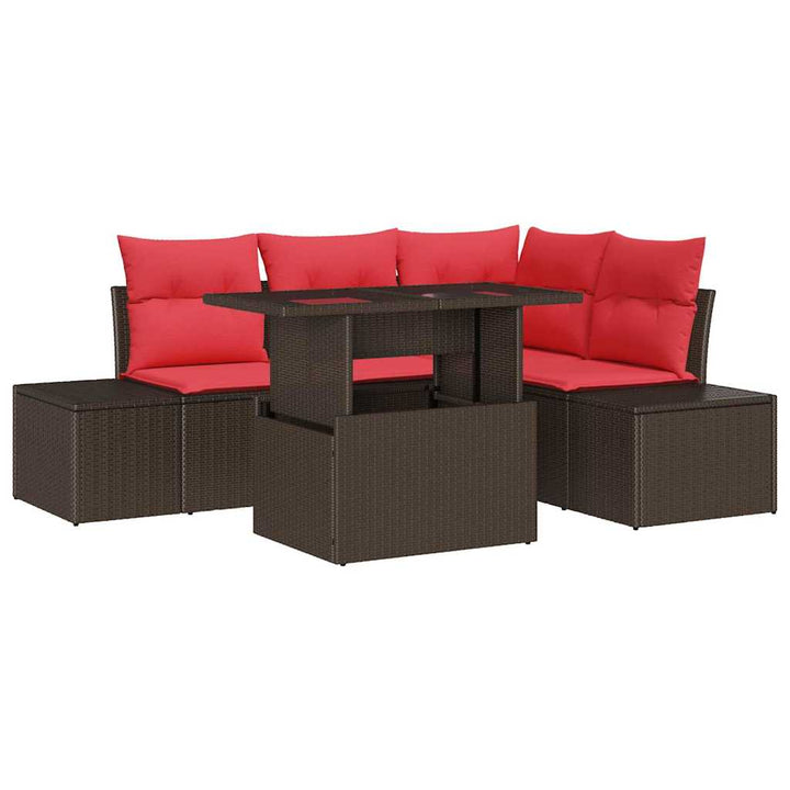 Havesofa Sæt 5 stk. Brun polyrattan