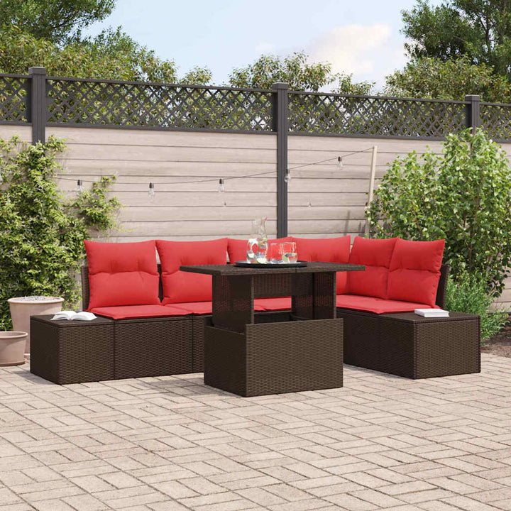 Havesofa Sæt 6 stk. Brun polyrattan