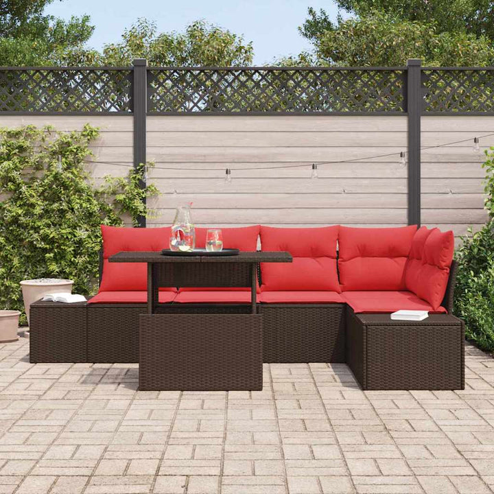 Havesofa Sæt 6 stk. Brun polyrattan