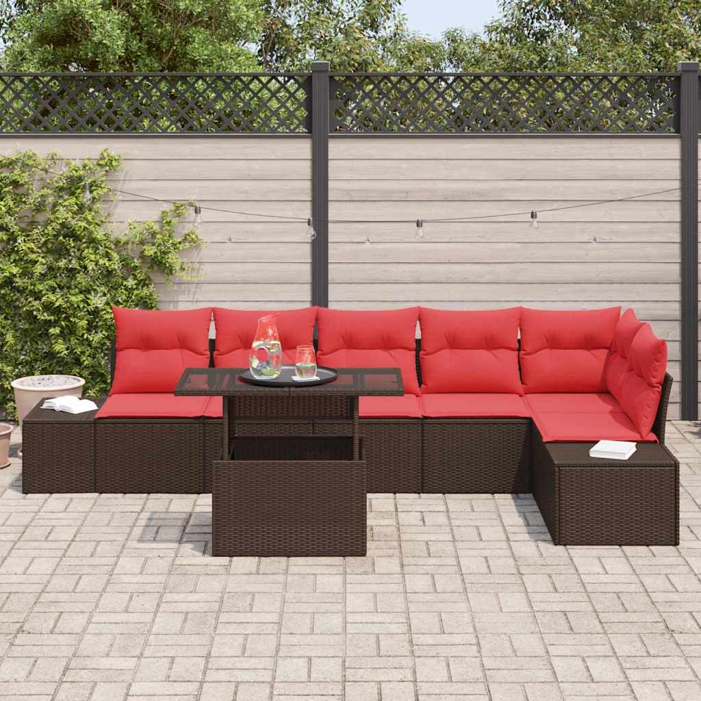 Havesofa Sæt 7 stk. Brun polyrattan