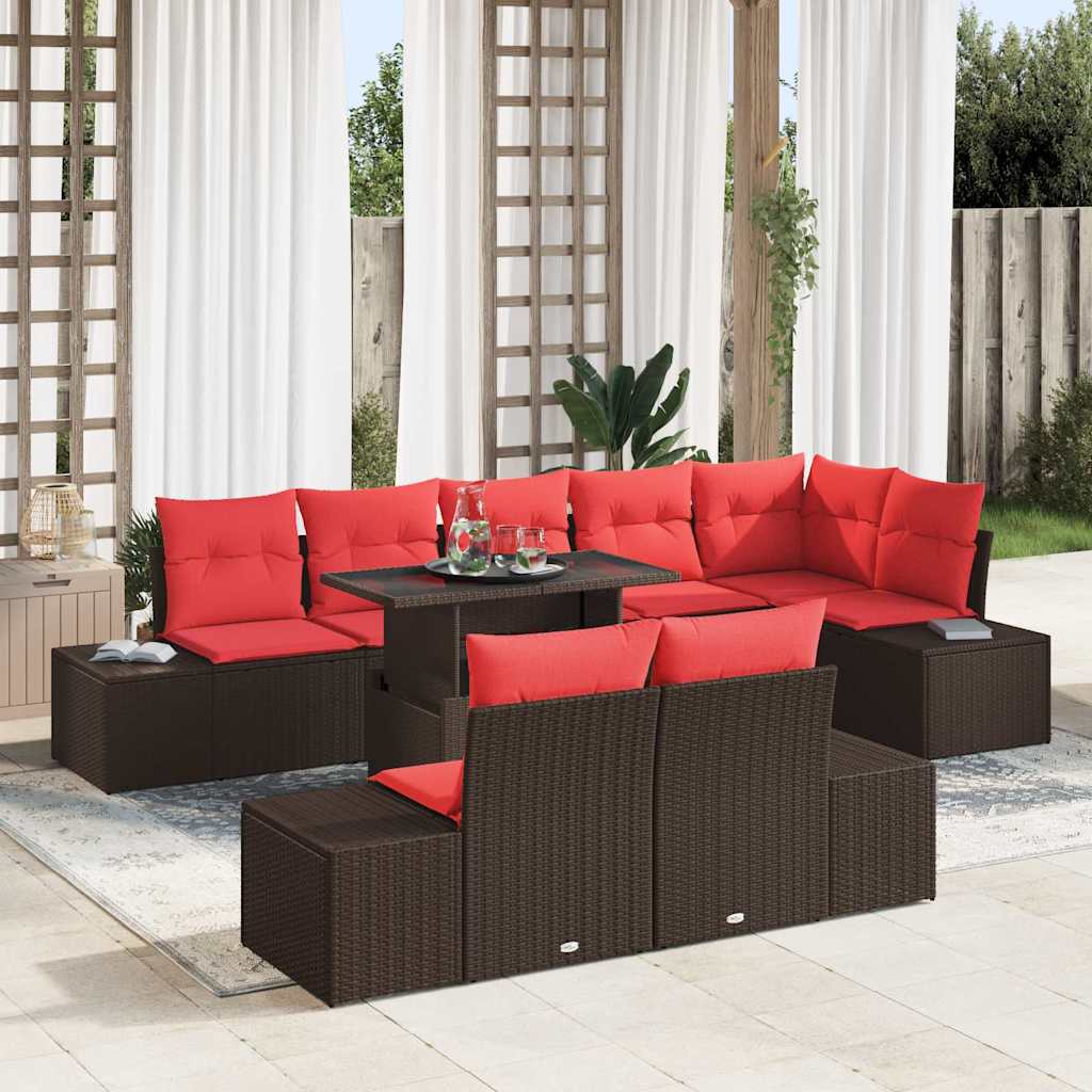 Havesofa Sæt 9 stk. Brun polyrattan