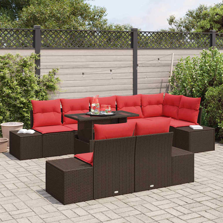 Havesofa Sæt 9 stk. Brun polyrattan