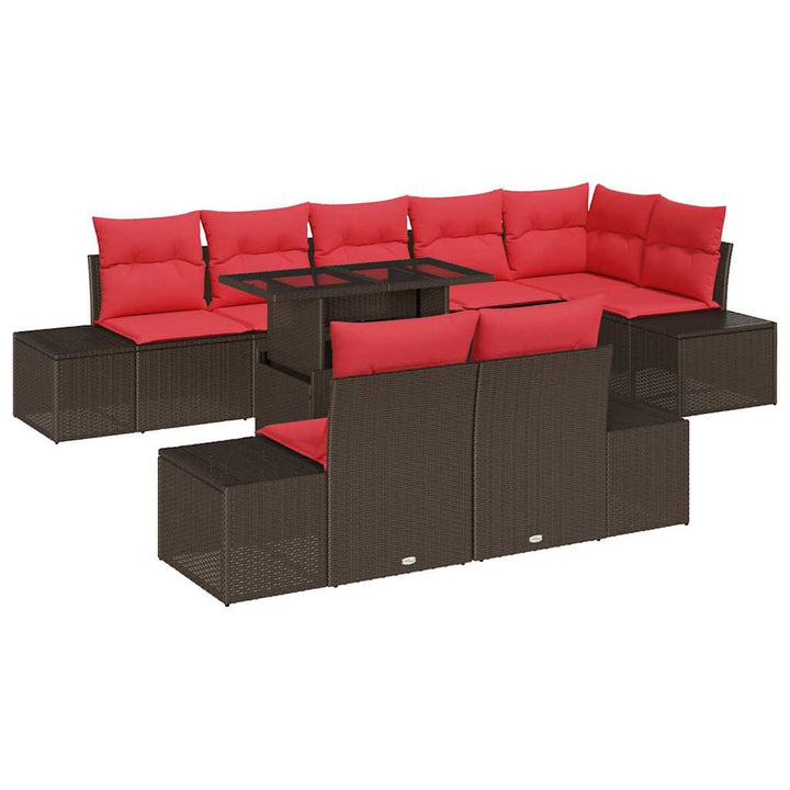 Havesofa Sæt 9 stk. Brun polyrattan