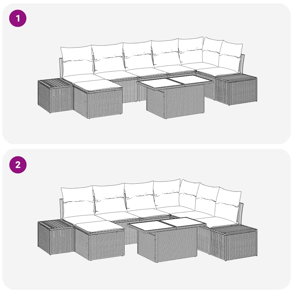 Havesofa Sæt med opbevaring 8 pcs Brun Poly rattan