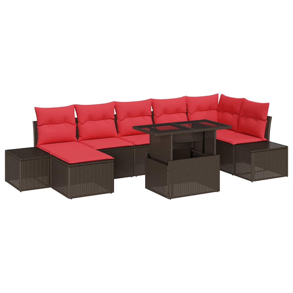 Havesofa Sæt 8 stk. Brun polyrattan