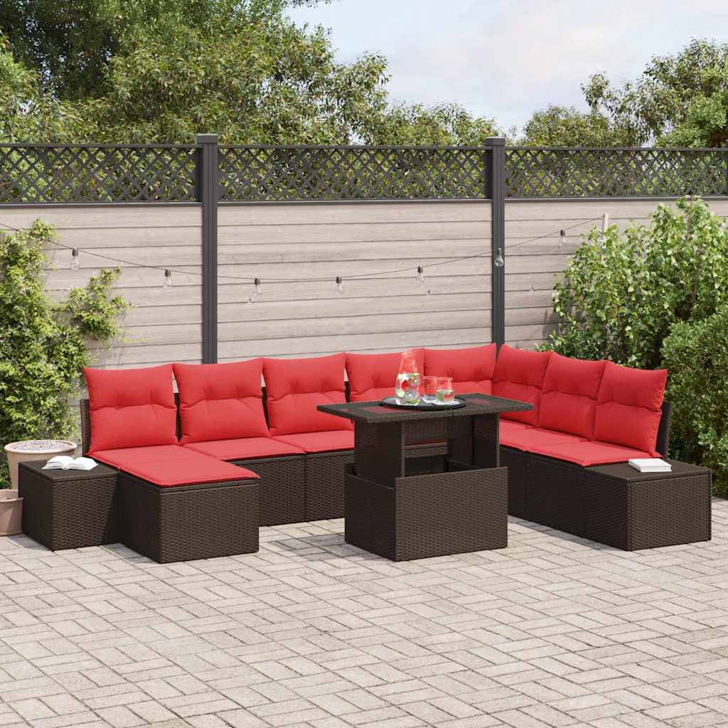 Havesofa Sæt 9 stk. Brun polyrattan