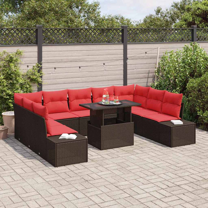 Havesofa Sæt 10 stk. Brun polyrattan
