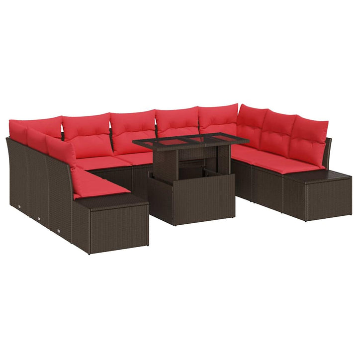 Havesofa Sæt 10 stk. Brun polyrattan