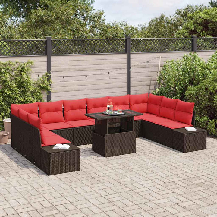 Havesofa Sæt 11 stk. Brun polyrattan