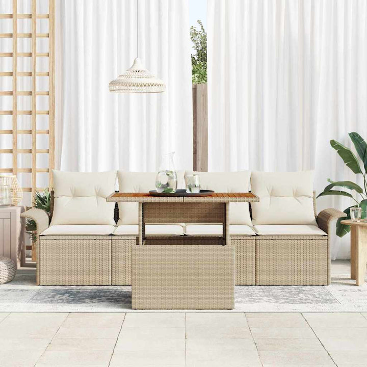 Havesofa Sæt 5 stk. Beige Poly rattan