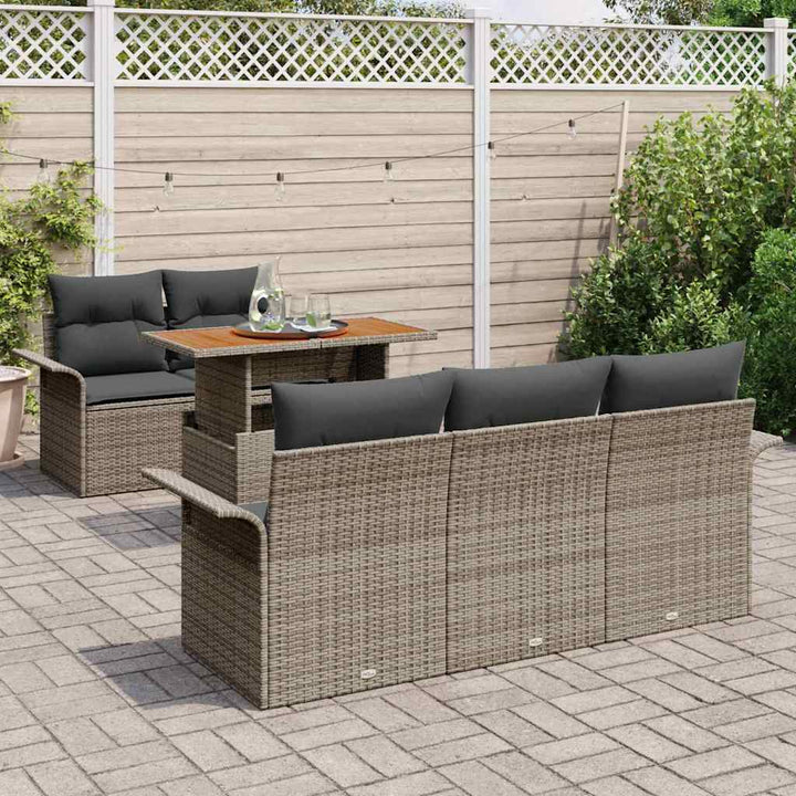 Havesofa Sæt med opbevaring 6 pcs Grå Poly rattan
