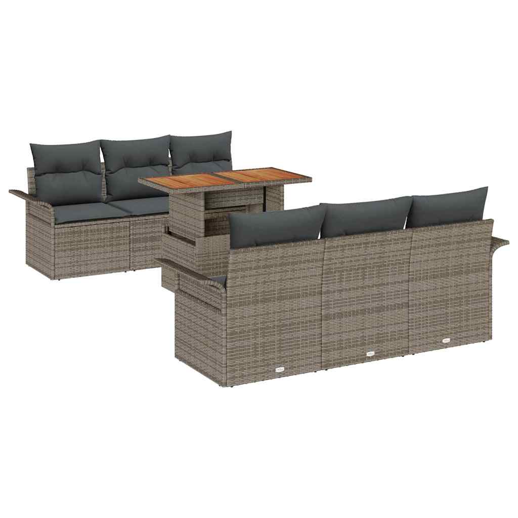 Havesofa Sæt med opbevaring 7 pcs Grå Poly rattan