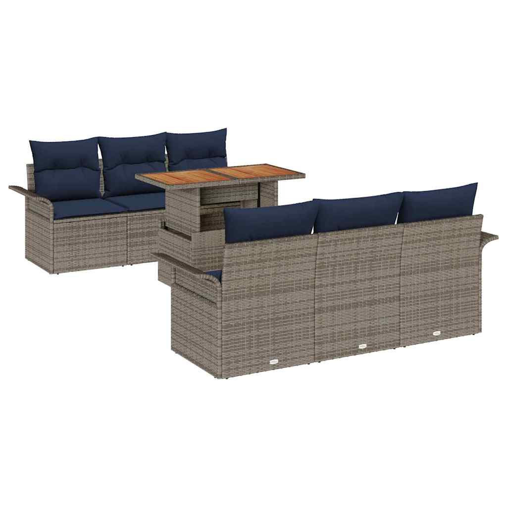 Havesofa Sæt med opbevaring 7 pcs Grå Poly rattan
