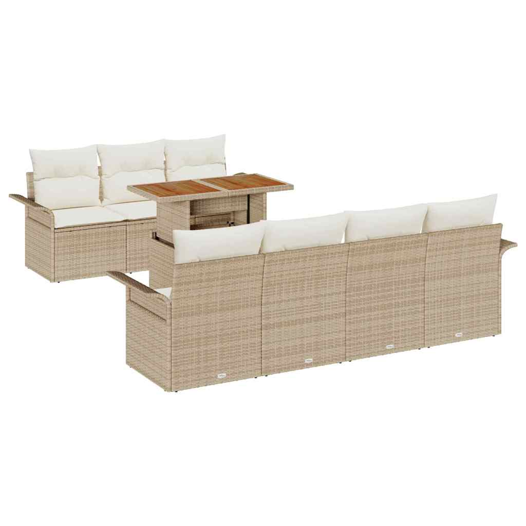 Havesofa Sæt med opbevaring 8 pcs Beige Poly rattan