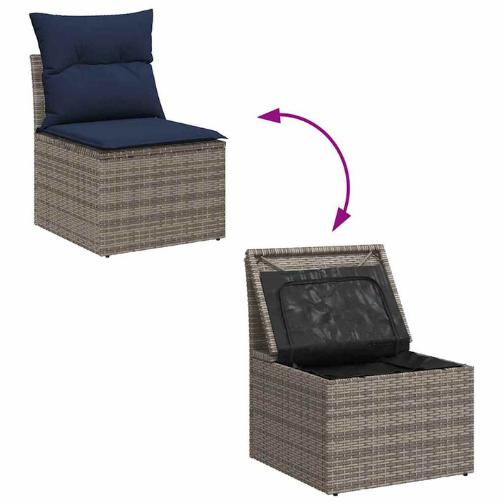 Havesofa Sæt 9 stk. Grå Poly rattan
