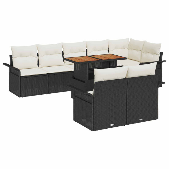 Havesofa Sæt med opbevaring 9 pcs Sort Poly rattan