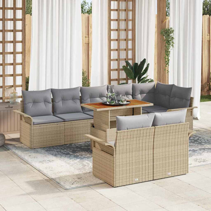 Havesofa Sæt med opbevaring 9 pcs Beige Poly rattan