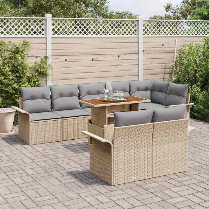 Havesofa Sæt med opbevaring 9 pcs Beige Poly rattan