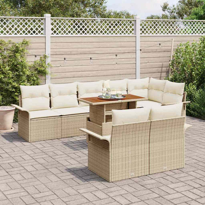 Havesofa Sæt med opbevaring 9 pcs Beige Poly rattan