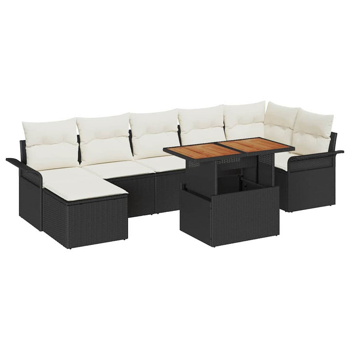 Havesofa Sæt 8 stk. Sort Poly rattan
