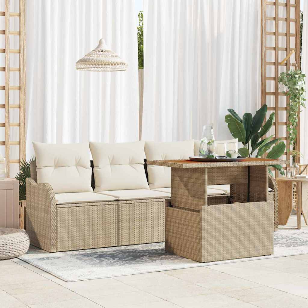 Havesofa Sæt 5 stk. Beige polyrattan