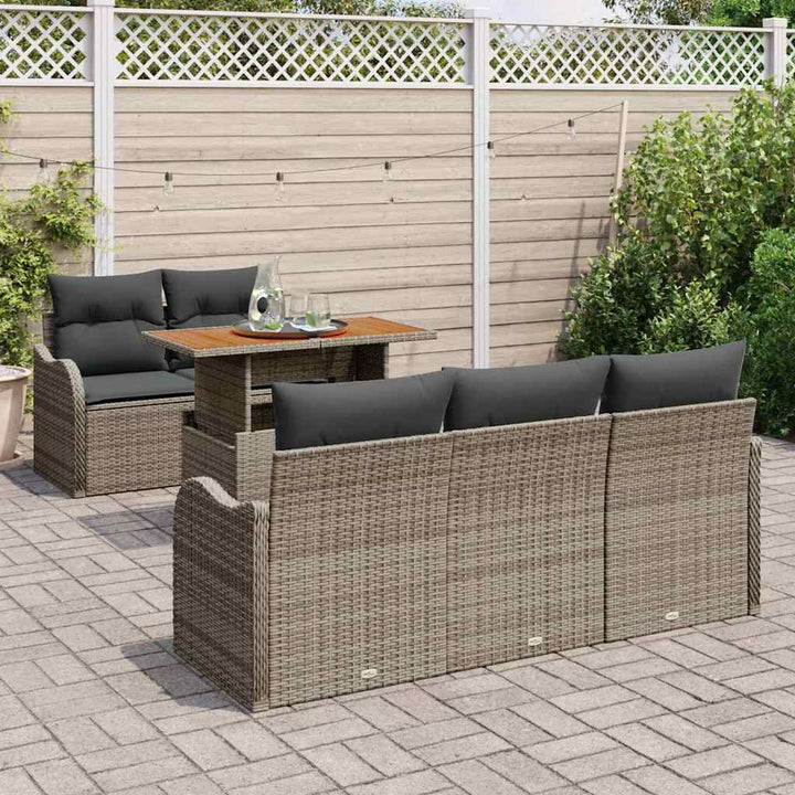 Havesofa Sæt med opbevaring 6 pcs Grå Poly rattan