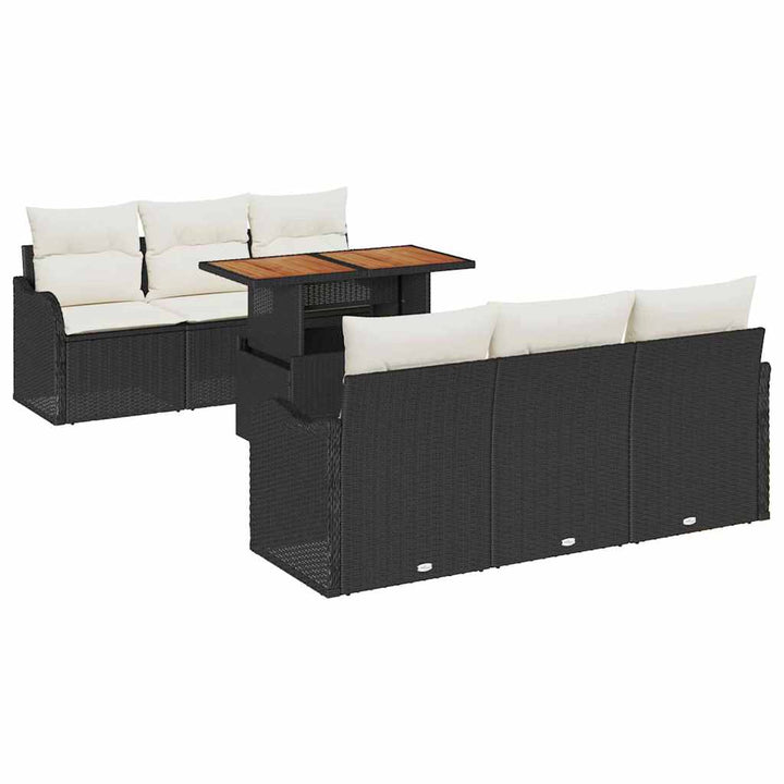 Havesofa Sæt med opbevaring 7 pcs Sort Poly rattan