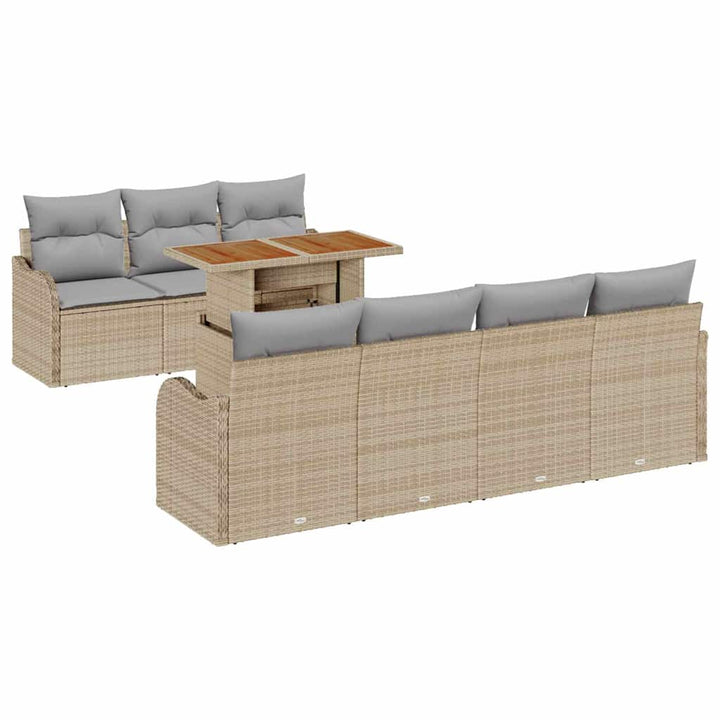 Havesofa Sæt med opbevaring 8 pcs Beige Poly rattan