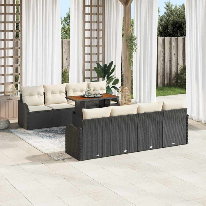 Havesofa Sæt med opbevaring 9 pcs Sort Poly rattan
