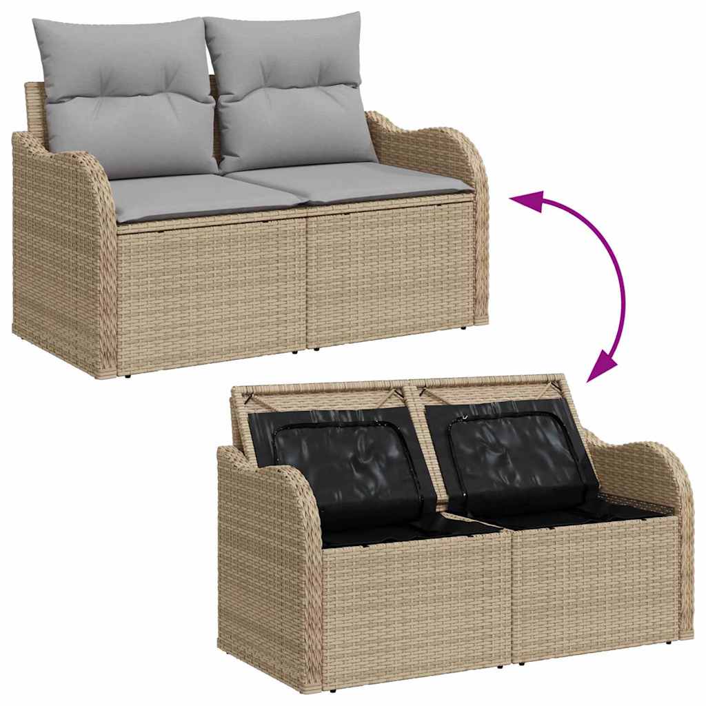 Havesofa Sæt 7 stk. Beige Poly rattan