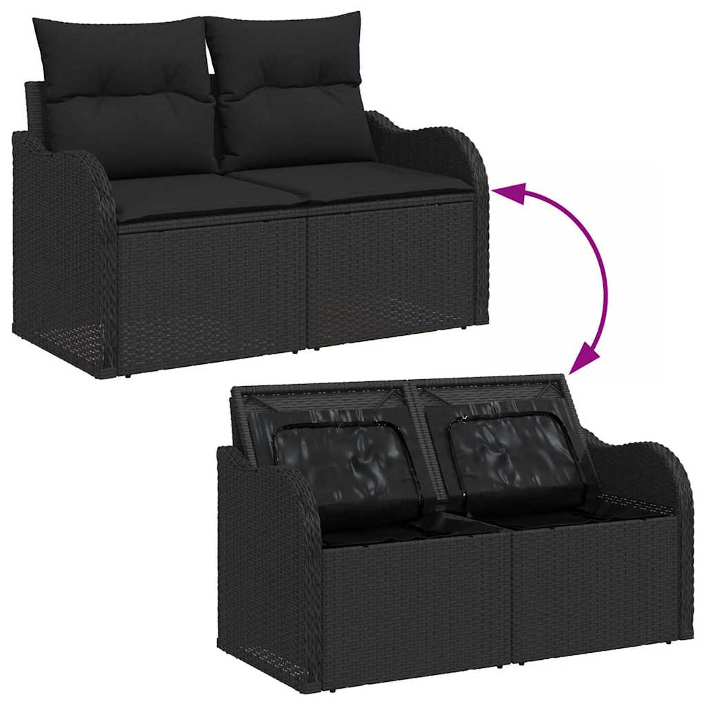 Havesofa Sæt 7 stk. Sort Poly rattan